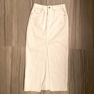Stradivarius White Denim Maxi Skirt